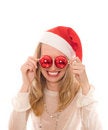 Free Winter Portrait Of A Joyful Woman In Santa Hat Stock Images - 6792534