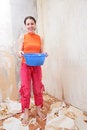 Free Girl With Basin Makes Room Renovations Royalty Free Stock Image - 6794096