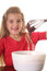 Free Happy Little Girl Mixing Brownie Batter Vertical U Stock Image - 6798981