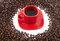 Free Coffee, Red Cup With Coffee Beans Royalty Free Stock Photo - 6836605