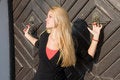 Free Beautiful Blondy Standing Against Door Royalty Free Stock Photography - 6841827