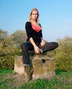 Free Beautiful Blondy Woman Posing On Autumn Royalty Free Stock Images - 6841879