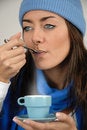Free Tasting Her Cup Of Coffee Stock Photo - 6888260