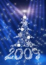 Free Figures 2009 And A Fur-tree Made Of Snowflakes. Stock Photography - 6990732