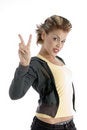 Free Young Woman Showing Winning Gesture Stock Photography - 7043162