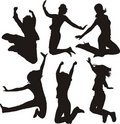 Free Jumping People Silhouettes Stock Image - 7323701