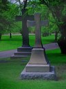 Free Two Large Crosses In A Cemetery, With Fog Royalty Free Stock Images - 745289