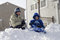 Free Mom And Son Playing In Snow Stock Images - 7708274