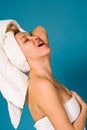 Free Expressive Portrait Of Lovely Woman In White Towel Royalty Free Stock Photography - 7730257