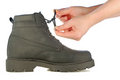 Free Tie Shoe-laces On Rough Boot Stock Image - 7732951