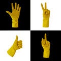 Free Four Yellow Gloves Royalty Free Stock Photo - 7742655