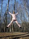 Jump girl in park