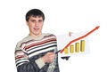 Free Young Man Which Holds The Schedule Of Growth. Royalty Free Stock Photography - 7806247