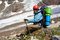 Free Backpacker Girl With Ice-axe Royalty Free Stock Photos - 7881468