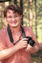 Free Photographer With Camera In Wood Stock Photo - 7891180