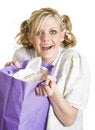 Free Humorous Girl In Pigtails And Pajamas Gets Gift Royalty Free Stock Photo - 7903075