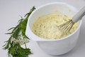 Free Cracked Eggs And Fresh Herbs In Bowls Stock Photography - 7950222