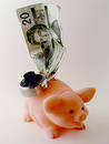 Free Bills And A Piggy Bank Royalty Free Stock Photo - 83605