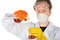 Free Scientist Pours Liquid From Flask In An Stock Images - 8074404
