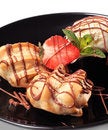Free Fancy Cake With Ice Cream And Fresh Strawberry Stock Photography - 8085772