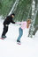 Free Young Couple Smowboarding On The Mountain Stock Photo - 8098480