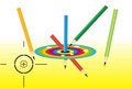 Free Colored Pencils And Dartboard Royalty Free Stock Image - 8116006