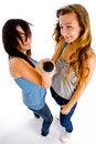 Free High Angle View Of Females Holding Microphone Royalty Free Stock Photography - 8118587
