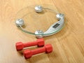 Free Weight Scale With Dumbbels Royalty Free Stock Images - 8128249