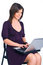 Free The Happy Girl Works On Notebook Computer Stock Images - 8136584