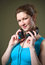 Free Beautiful Smiling Girl Wearing Music Headphones Royalty Free Stock Images - 8137209