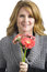 Free Woman Holding Flowers With Smile Royalty Free Stock Photography - 8146177