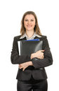 Free Friendly Woman With Folders. Isolated On White Royalty Free Stock Photos - 8197548