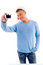Free Man With Christmas Hat And Camera Royalty Free Stock Photos - 8196858