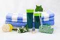 Free Striped Towels With Creams Royalty Free Stock Photography - 8207277