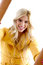 Free Front View Of Smiling Model Holding Frame Stock Images - 8244034