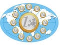 Free Euro Coins Placed In Circle With Blue Background Royalty Free Stock Images - 8261359