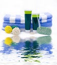 Free Striped Towels With Creams Royalty Free Stock Image - 8289366