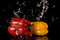 Free Bright Peppers And Water Splashes Stock Images - 8295714