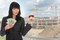 Free Business Woman Advertises Real Estate Royalty Free Stock Photography - 8326707