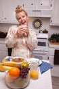 Free Expressive Woman In Kitchen Royalty Free Stock Photo - 8333695