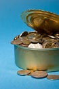 Free Tin With Coins Stock Photography - 8353362