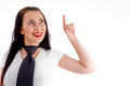 Free Young Woman Looking And Pointing Upwards Stock Photos - 8375553