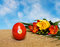 Free Easter Red Decorated Egg And Flowers Over Blue Sky Royalty Free Stock Photo - 8370995