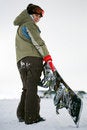 Free Young Adult Female Snowboarder Stock Image - 8389971