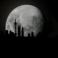 Free Shanghai Skyline By Night Royalty Free Stock Images - 8425089