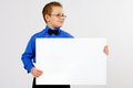 Free Young  Boy Holding An Empty Advertising Card Royalty Free Stock Images - 8429569