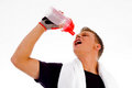 Free Muscular Man Posing With Water Bottle Royalty Free Stock Images - 8433169