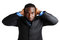 Free Business Man With Hands On His Ears Royalty Free Stock Images - 8431729