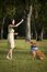 Free Girl With Dog Playing Outdoor Stock Image - 8433821