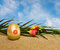 Free Easter Golden Egg And Flowers Over Blue Sky Royalty Free Stock Photos - 8485358